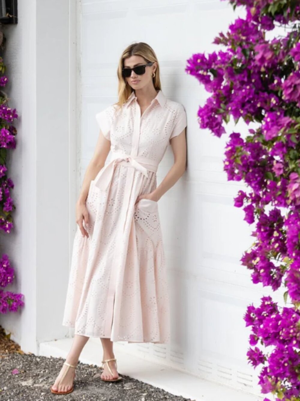 Betty Dress Eyelet - Shell Pink Size Small